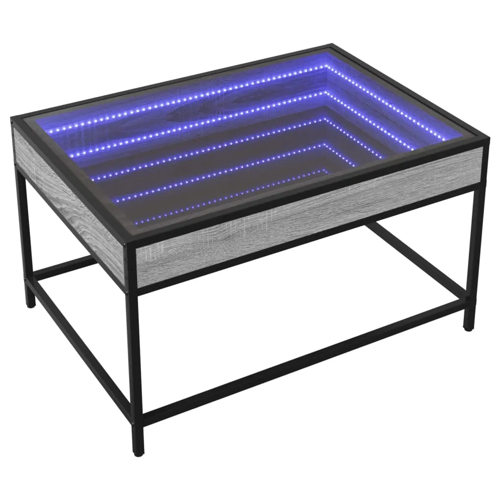 Coffee Table with Infinity LED Grey Sonoma 70x50x41 cm