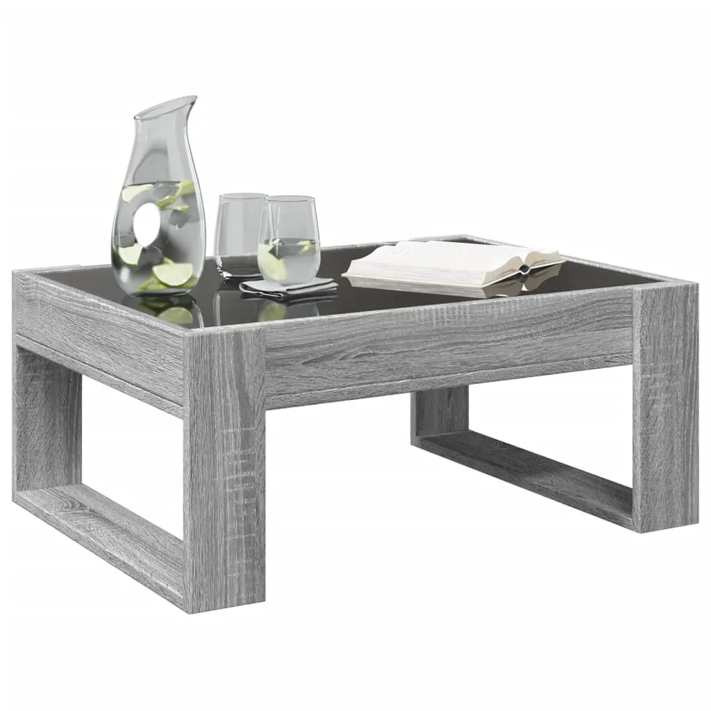 Coffee Table with Infinity LED Grey Sonoma 70x53x30 cm