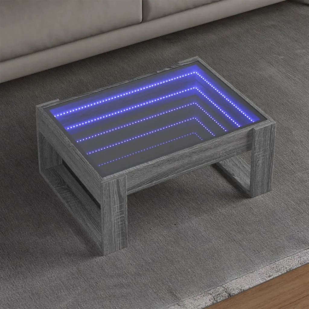 Coffee Table with Infinity LED Grey Sonoma 70x53x30 cm