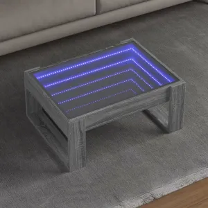 Coffee Table with Infinity LED Grey Sonoma 70x53x30 cm