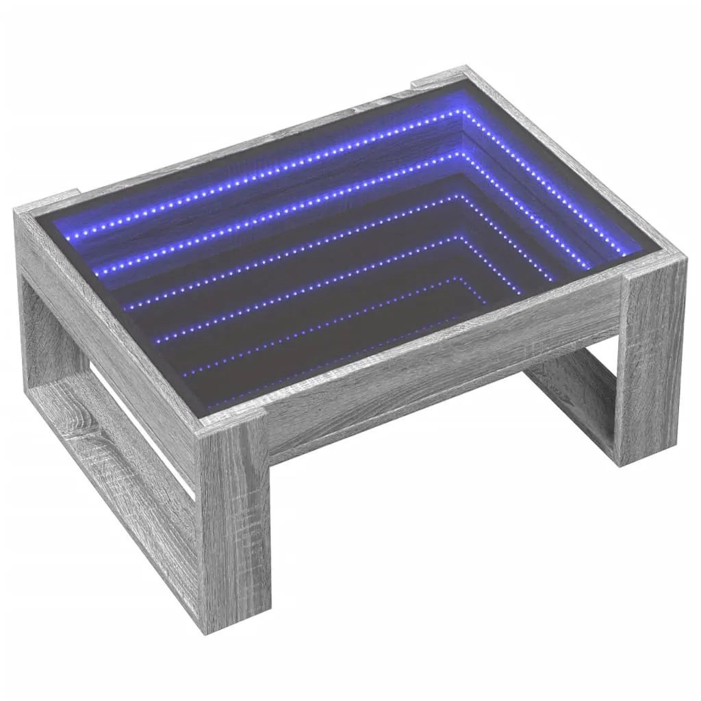 Coffee Table with Infinity LED Grey Sonoma 70x53x30 cm