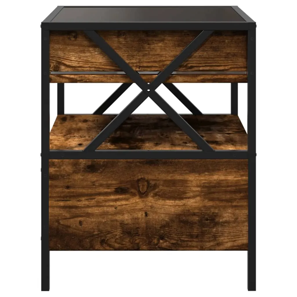 Coffee Table with Infinity LED Smoked Oak 40x40x51 cm