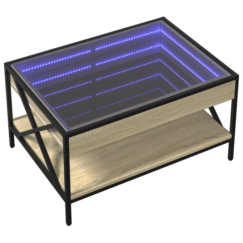 Coffee Table with Infinity LED Sonoma Oak 70x50x38 cm
