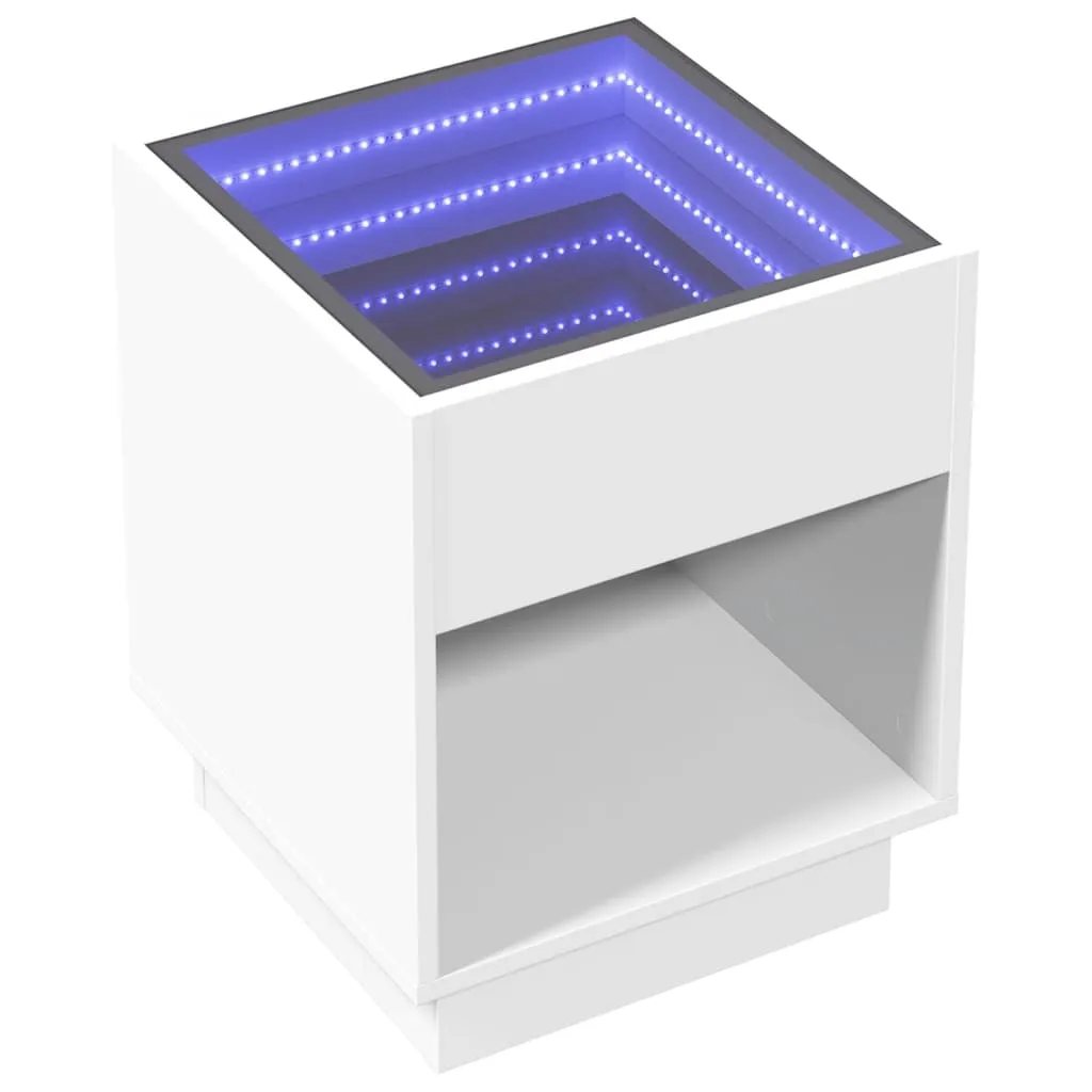 Coffee Table with Infinity LED White 40x40x50 cm