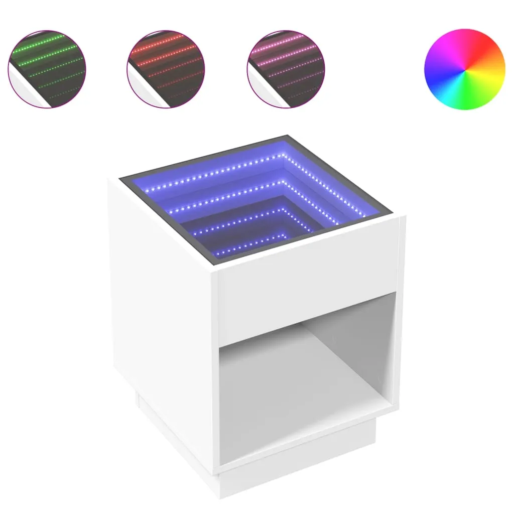 Coffee Table with Infinity LED White 40x40x50 cm