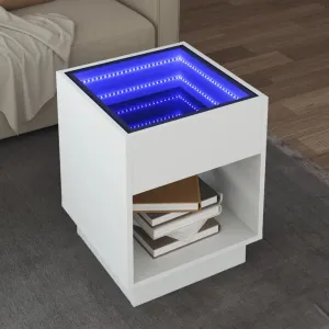 Coffee Table with Infinity LED White 40x40x50 cm