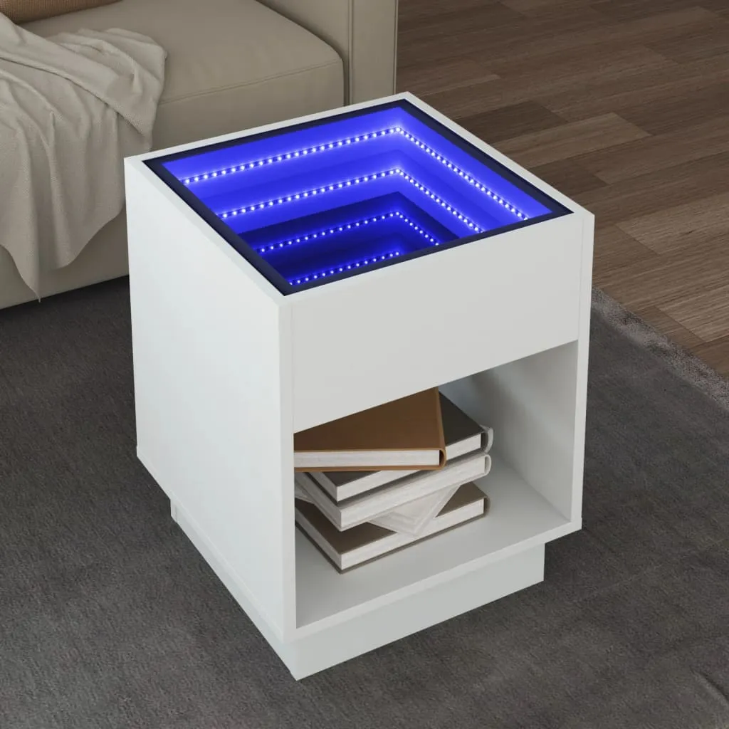 Coffee Table with Infinity LED White 40x40x50 cm