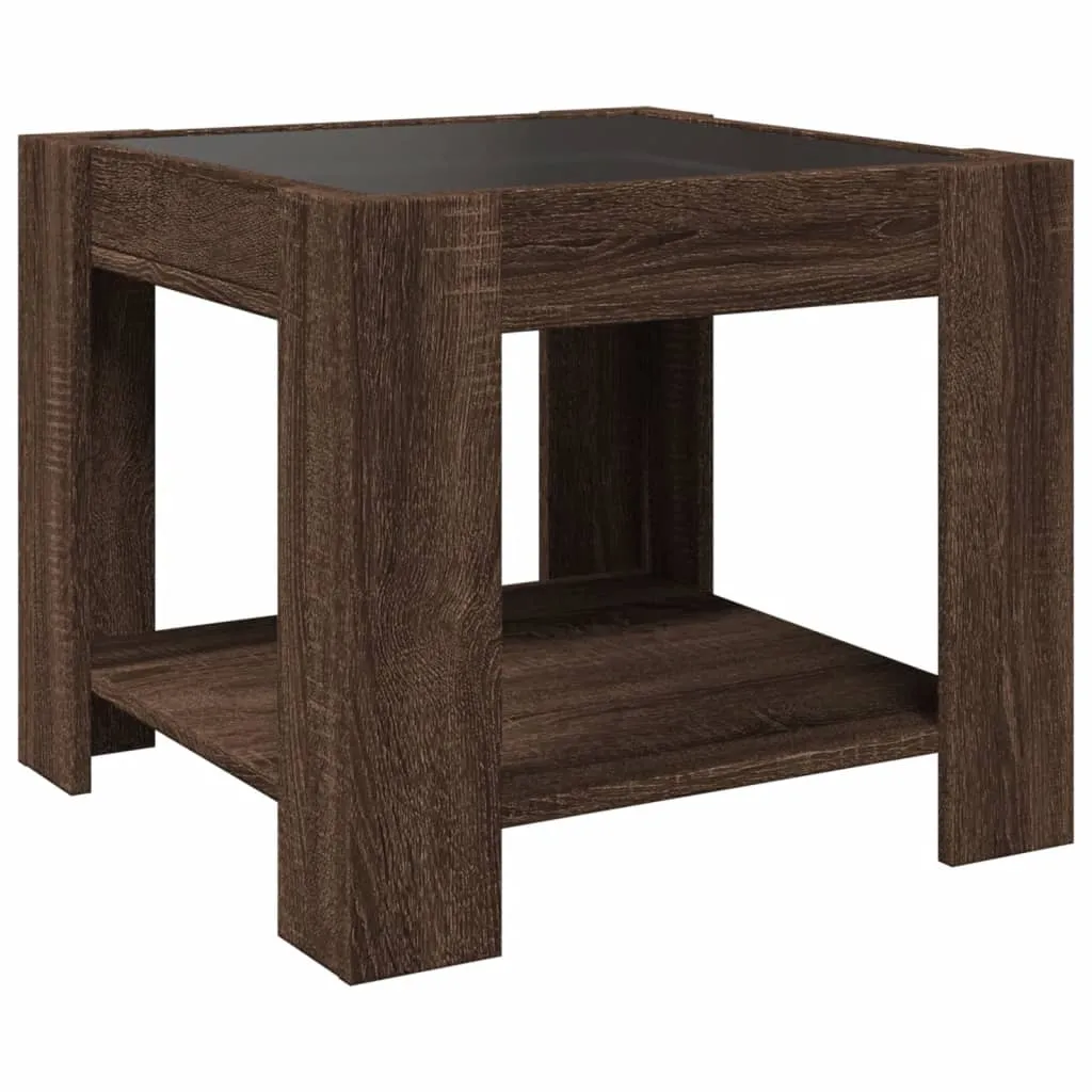 Coffee Table with LED Brown Oak 53x53x45 cm Engineered Wood