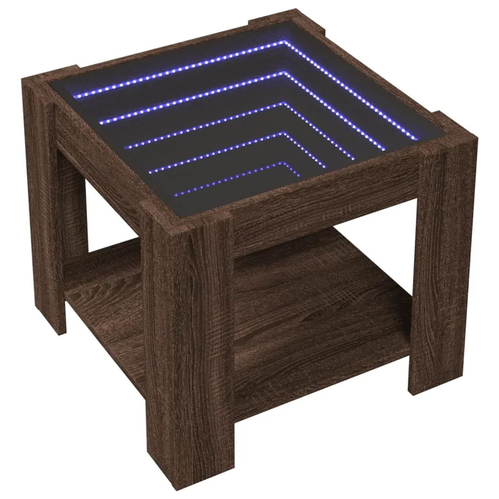 Coffee Table with LED Brown Oak 53x53x45 cm Engineered Wood