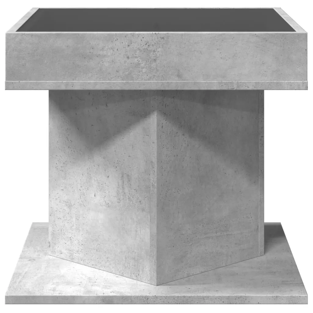 Coffee Table with LED Concrete Grey 50x50x45 cm Engineered Wood
