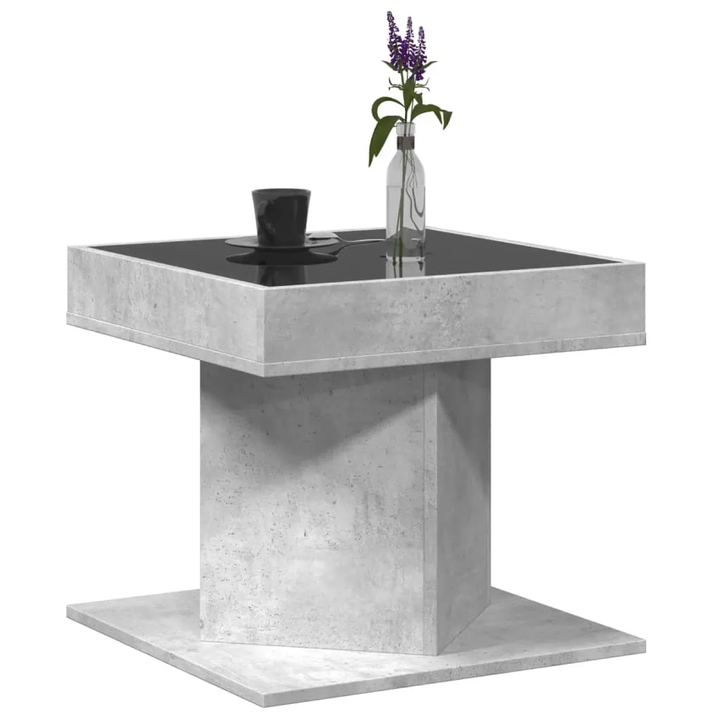 Coffee Table with LED Concrete Grey 50x50x45 cm Engineered Wood