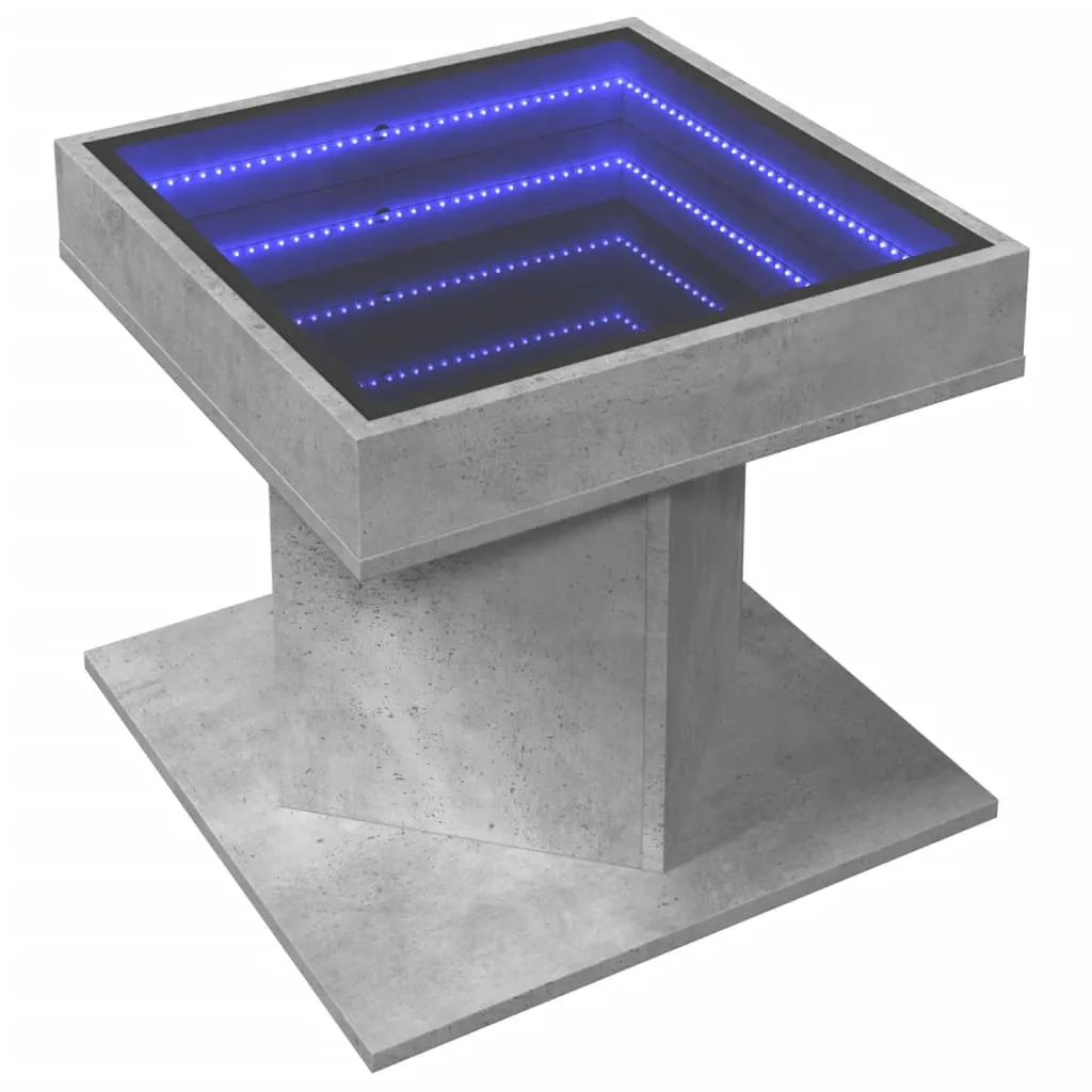 Coffee Table with LED Concrete Grey 50x50x45 cm Engineered Wood