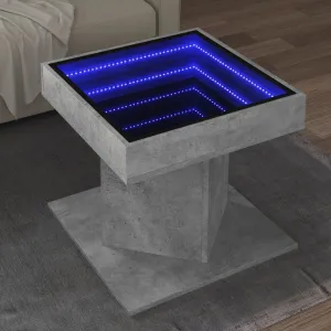 Coffee Table with LED Concrete Grey 50x50x45 cm Engineered Wood