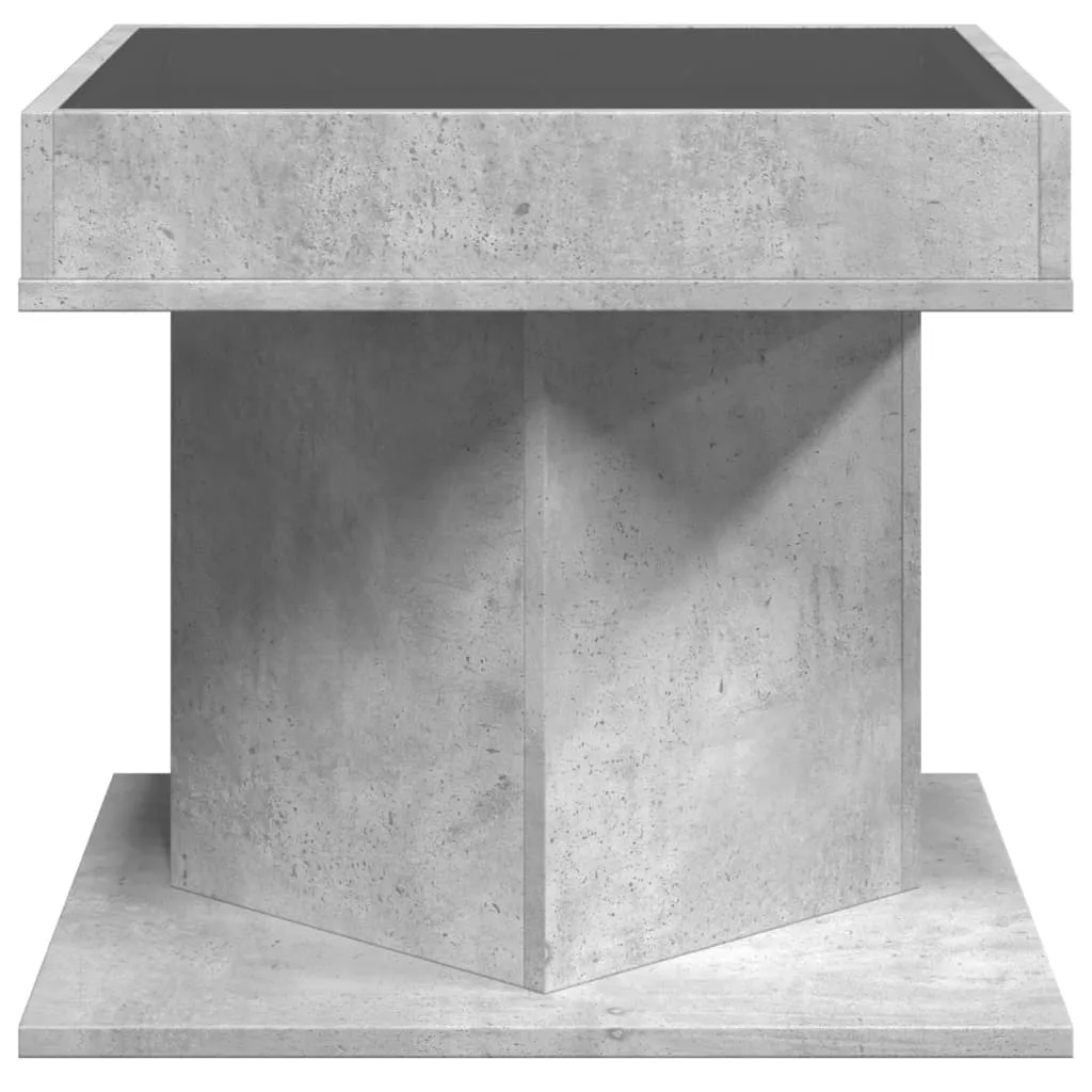 Coffee Table with LED Concrete Grey 50x50x45 cm Engineered Wood