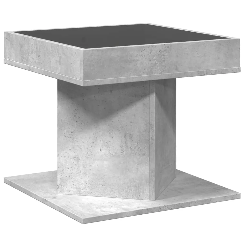 Coffee Table with LED Concrete Grey 50x50x45 cm Engineered Wood