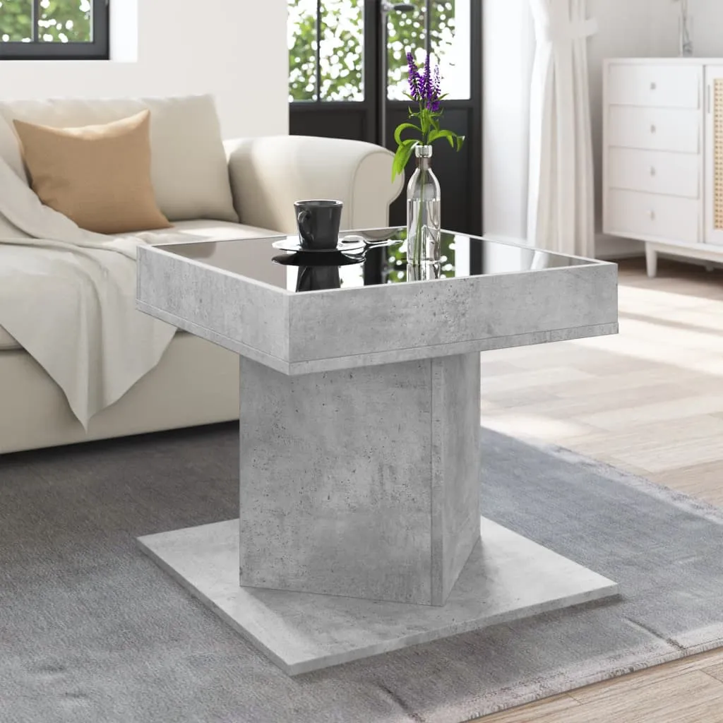 Coffee Table with LED Concrete Grey 50x50x45 cm Engineered Wood