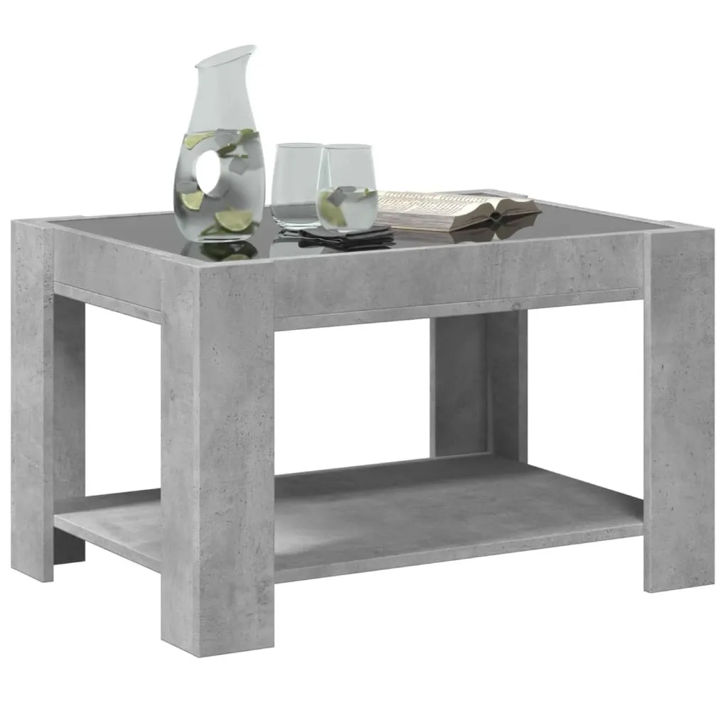 Coffee Table with LED Concrete Grey 73x53x45 cm Engineered Wood