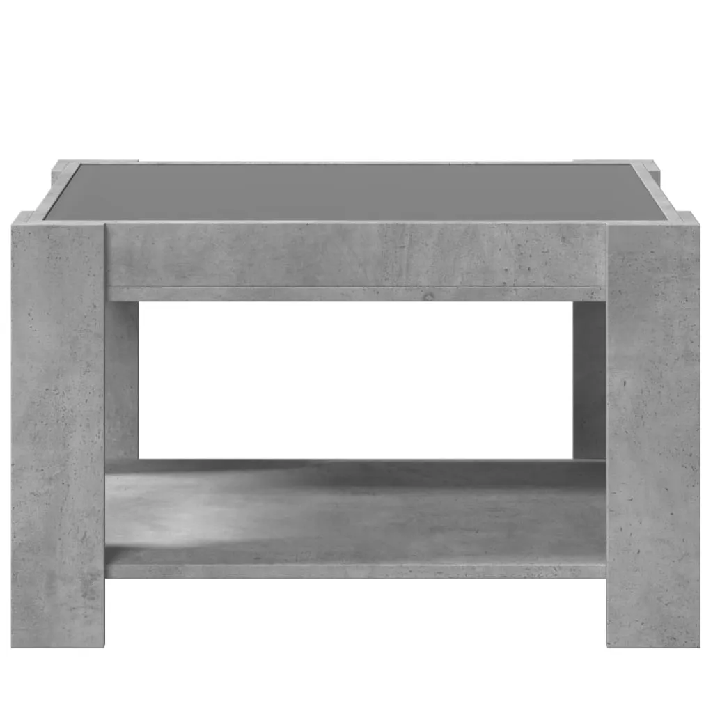 Coffee Table with LED Concrete Grey 73x53x45 cm Engineered Wood