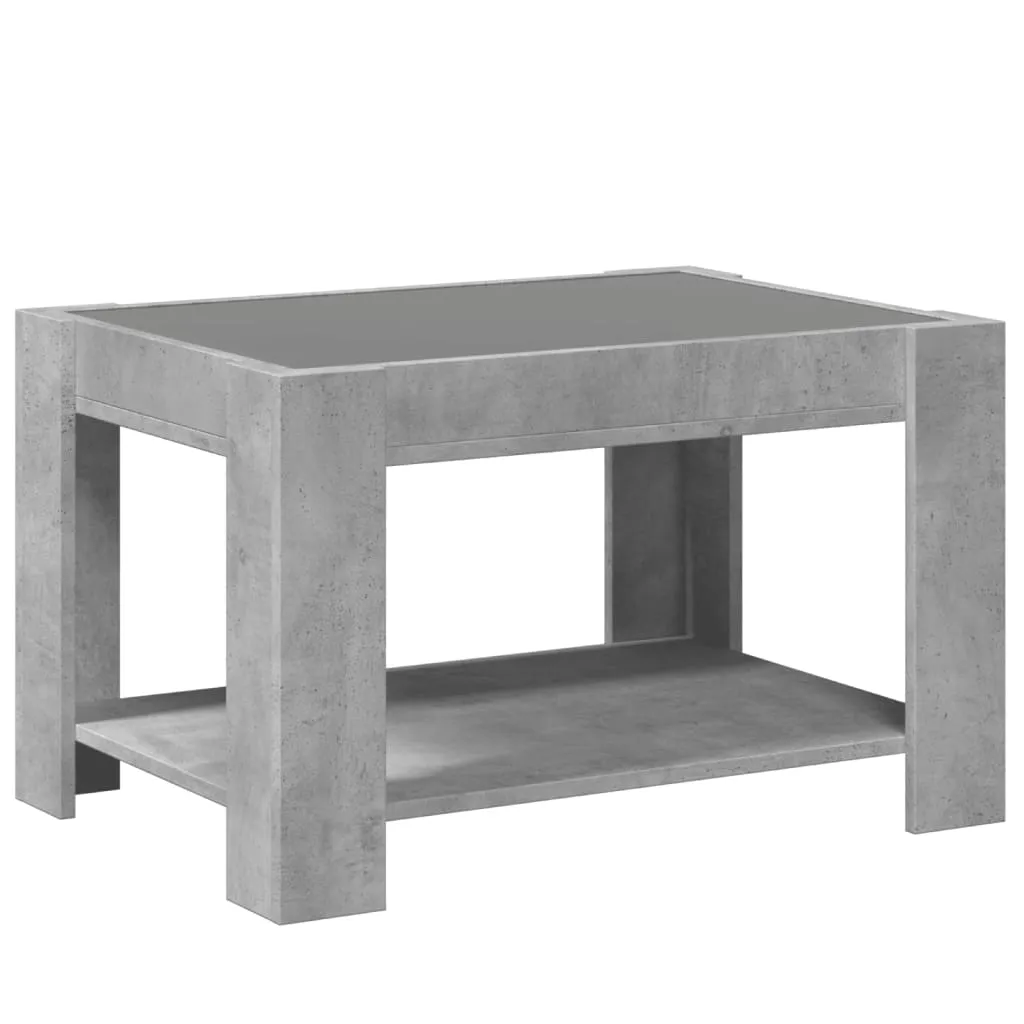 Coffee Table with LED Concrete Grey 73x53x45 cm Engineered Wood