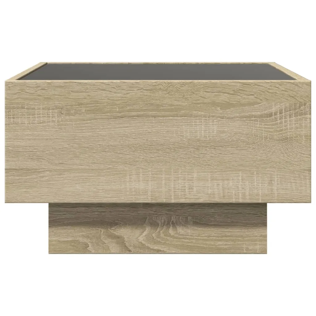 Coffee Table with LED Sonoma Oak 50x50x30 cm Engineered Wood