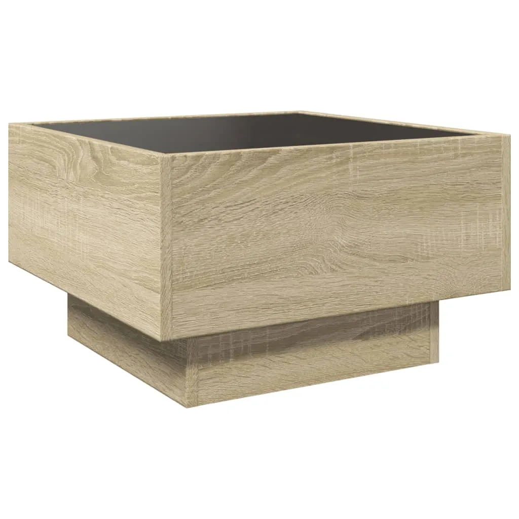 Coffee Table with LED Sonoma Oak 50x50x30 cm Engineered Wood
