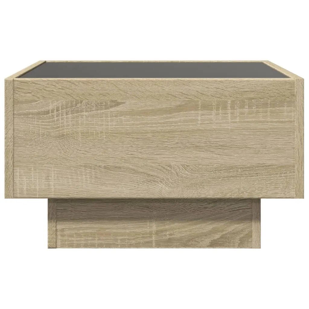Coffee Table with LED Sonoma Oak 50x50x30 cm Engineered Wood