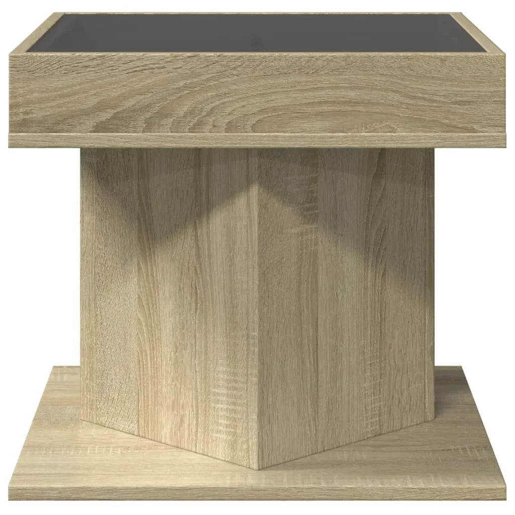 Coffee Table with LED Sonoma Oak 50x50x45 cm Engineered Wood