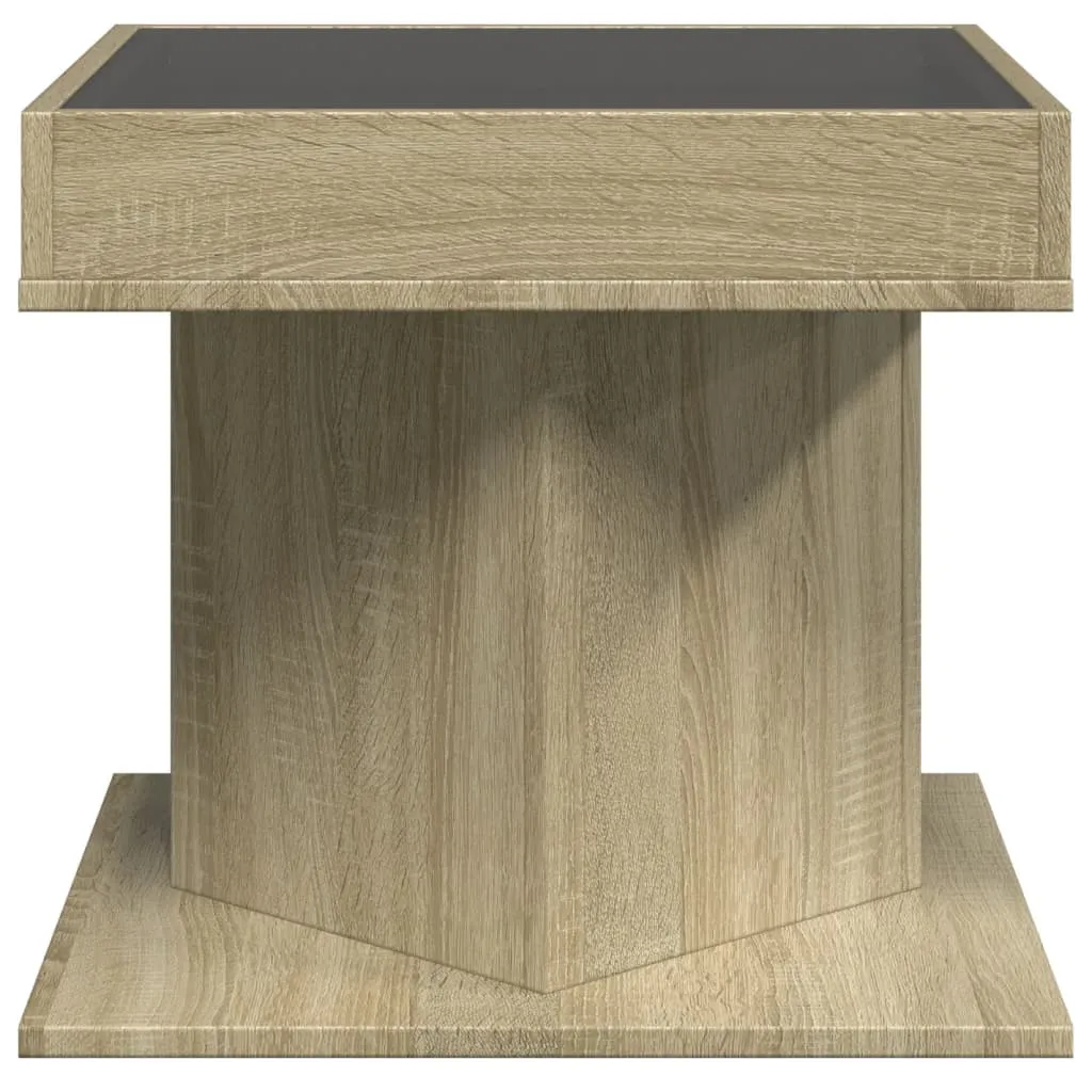 Coffee Table with LED Sonoma Oak 50x50x45 cm Engineered Wood