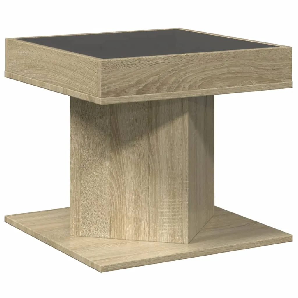 Coffee Table with LED Sonoma Oak 50x50x45 cm Engineered Wood