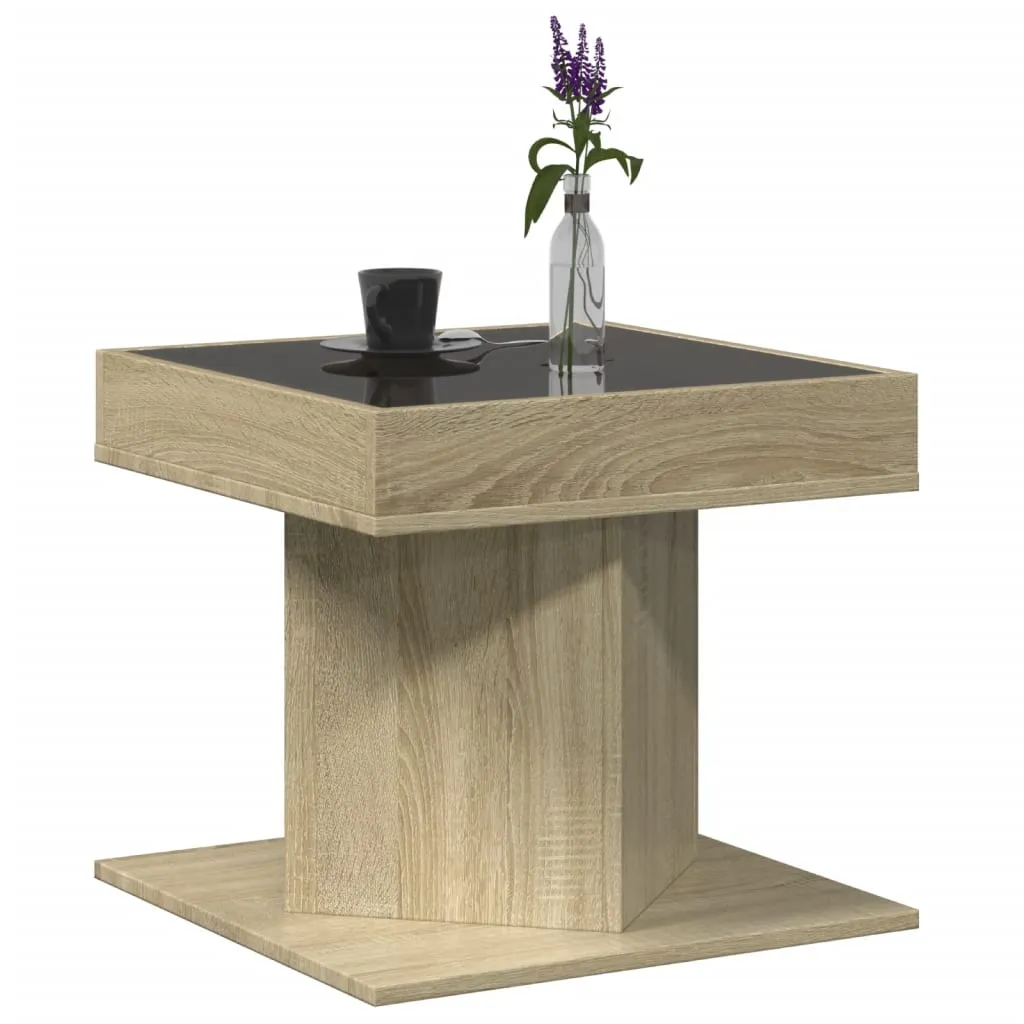 Coffee Table with LED Sonoma Oak 50x50x45 cm Engineered Wood