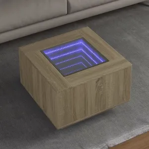 Coffee Table with LED Sonoma Oak 60x60x40 cm Engineered Wood