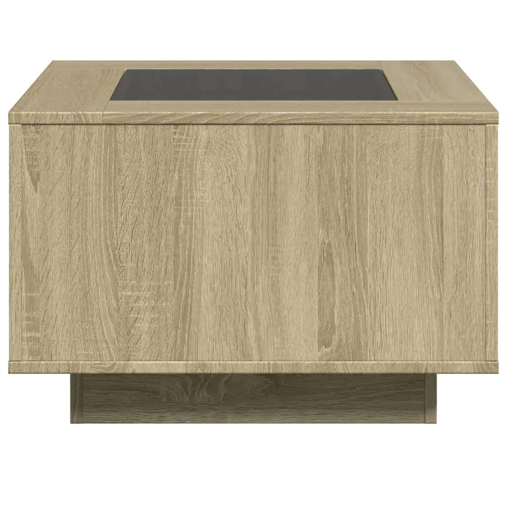 Coffee Table with LED Sonoma Oak 60x60x40 cm Engineered Wood