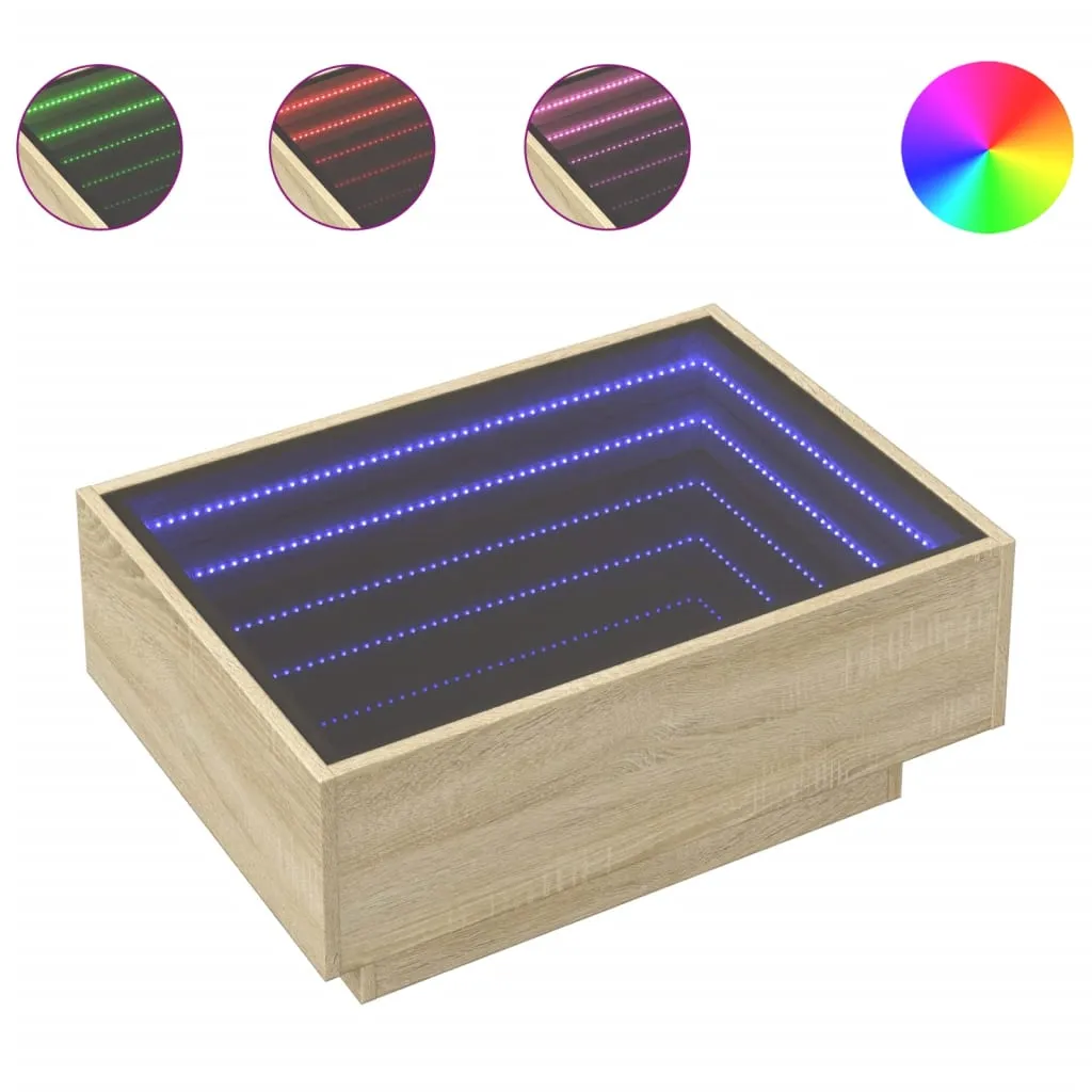 Coffee Table with LED Sonoma Oak 70x50x30 cm Engineered Wood