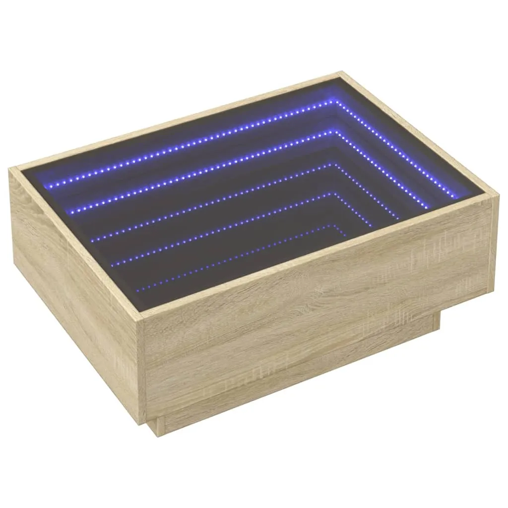 Coffee Table with LED Sonoma Oak 70x50x30 cm Engineered Wood