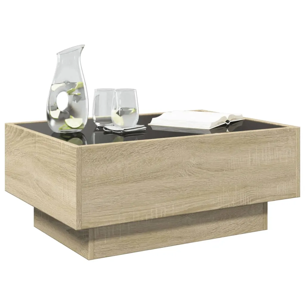 Coffee Table with LED Sonoma Oak 70x50x30 cm Engineered Wood