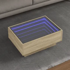 Coffee Table with LED Sonoma Oak 70x50x30 cm Engineered Wood