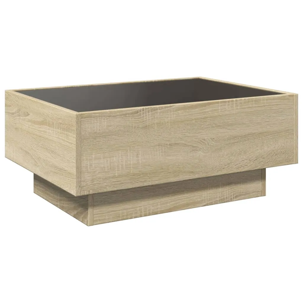 Coffee Table with LED Sonoma Oak 70x50x30 cm Engineered Wood