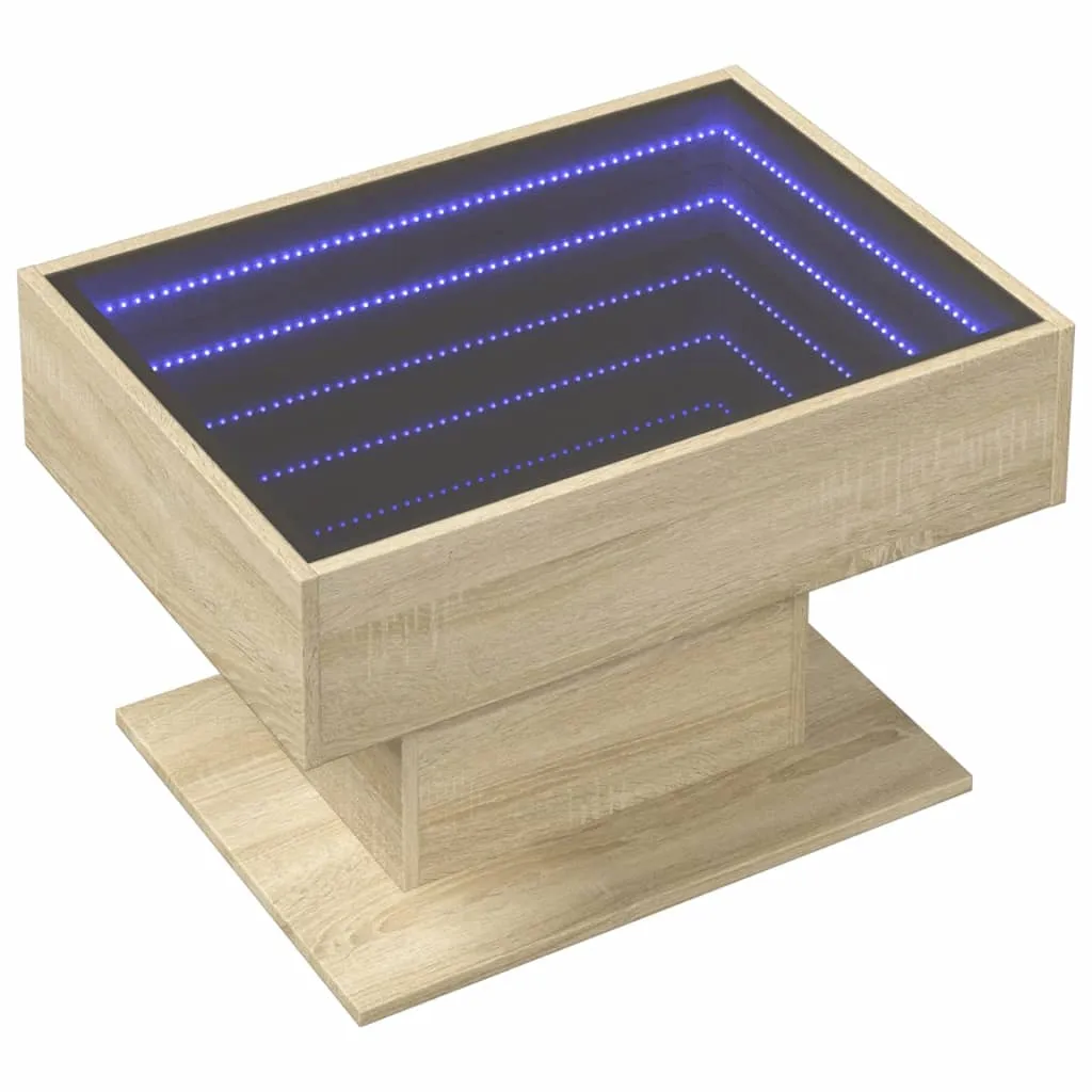 Coffee Table with LED Sonoma Oak 70x50x45 cm Engineered Wood
