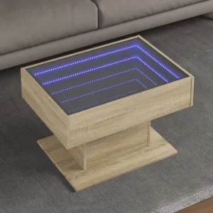 Coffee Table with LED Sonoma Oak 70x50x45 cm Engineered Wood