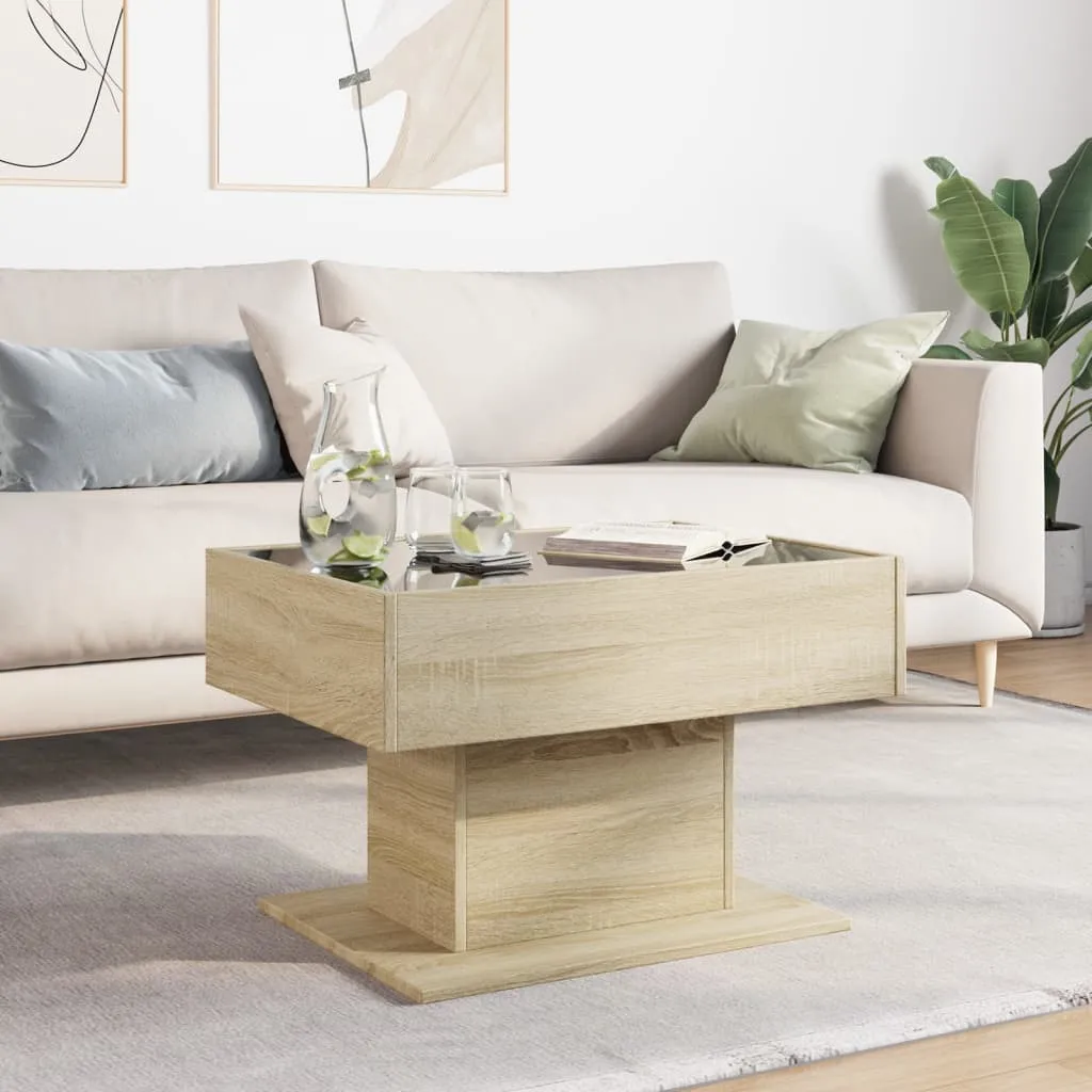 Coffee Table with LED Sonoma Oak 70x50x45 cm Engineered Wood