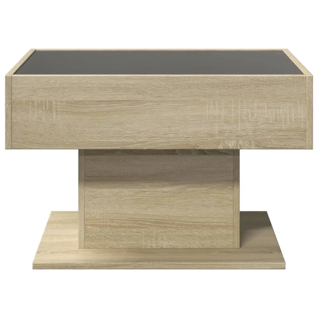 Coffee Table with LED Sonoma Oak 70x50x45 cm Engineered Wood