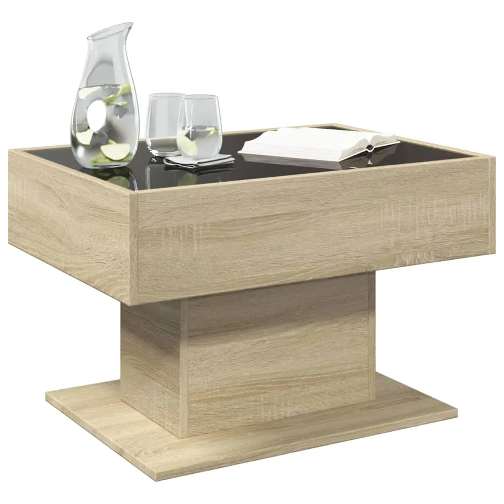 Coffee Table with LED Sonoma Oak 70x50x45 cm Engineered Wood