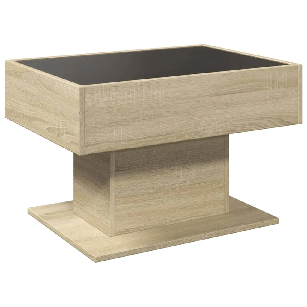 Coffee Table with LED Sonoma Oak 70x50x45 cm Engineered Wood