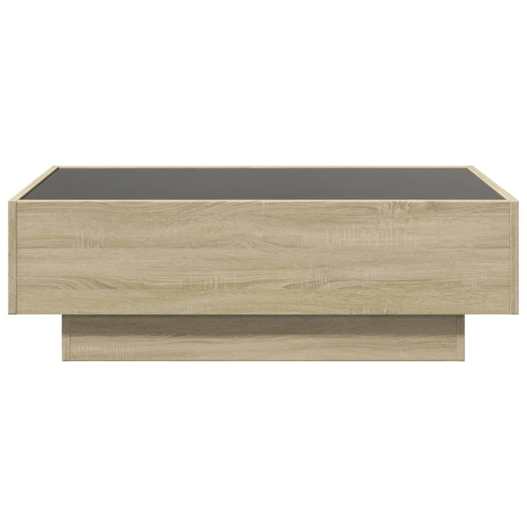 Coffee Table with LED Sonoma Oak 90x50x30 cm Engineered Wood