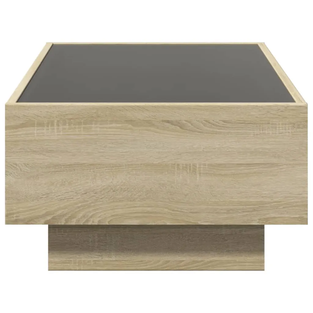 Coffee Table with LED Sonoma Oak 90x50x30 cm Engineered Wood