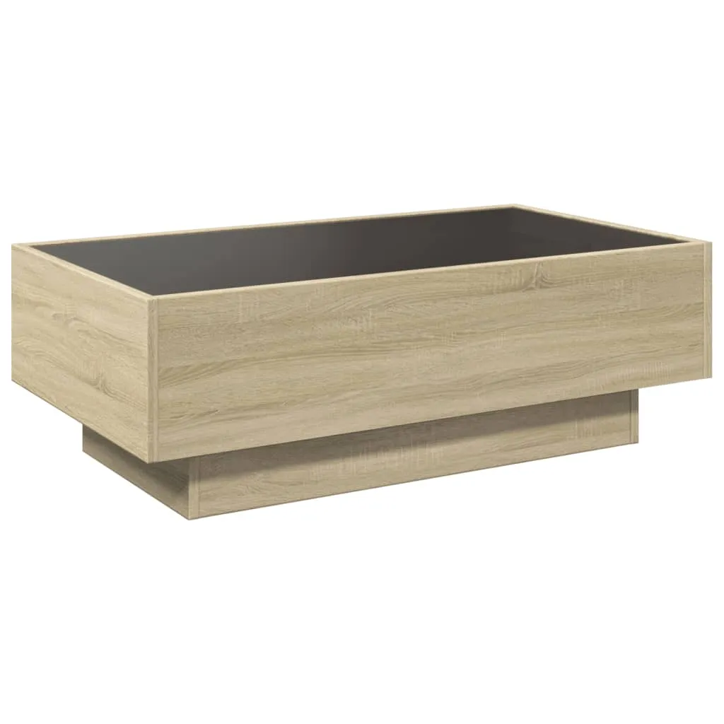 Coffee Table with LED Sonoma Oak 90x50x30 cm Engineered Wood