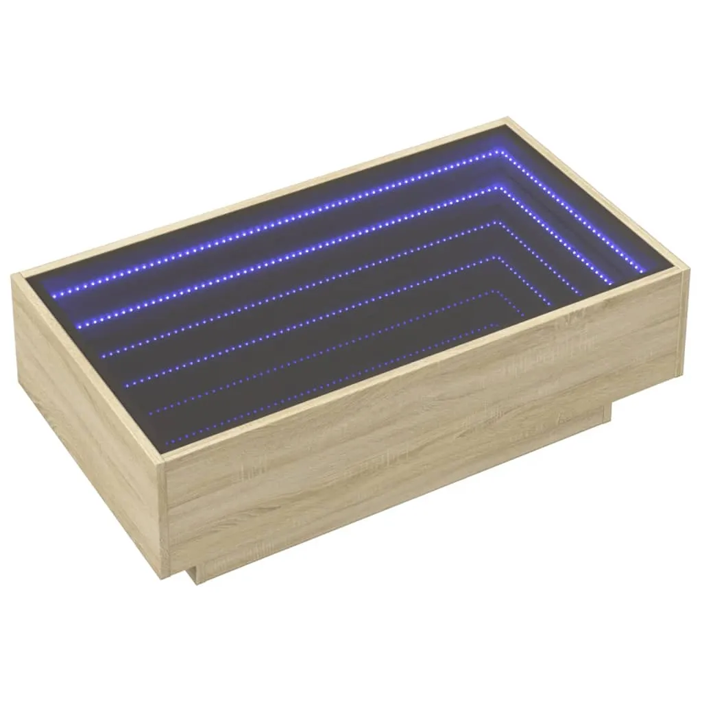 Coffee Table with LED Sonoma Oak 90x50x30 cm Engineered Wood
