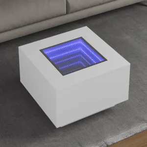 Coffee Table with LED White 60x60x40 cm Engineered Wood