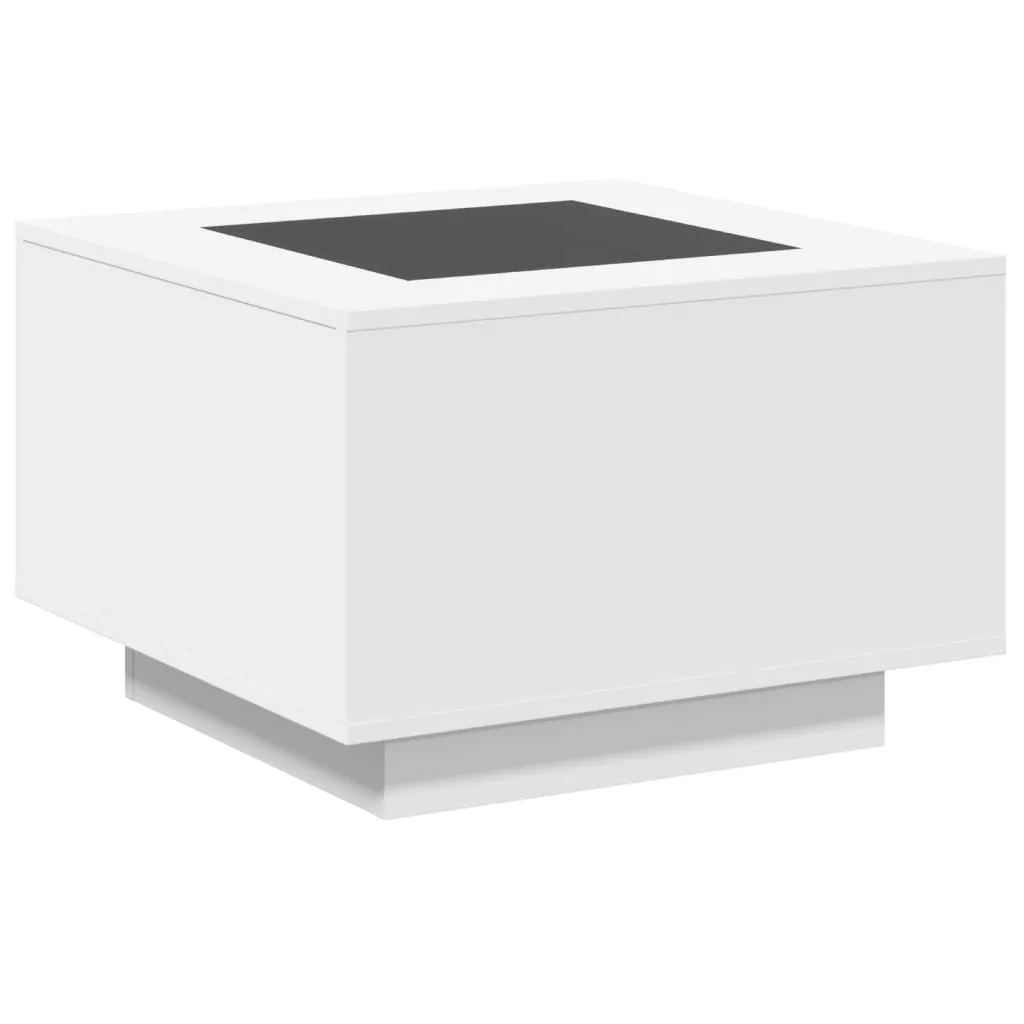 Coffee Table with LED White 60x60x40 cm Engineered Wood