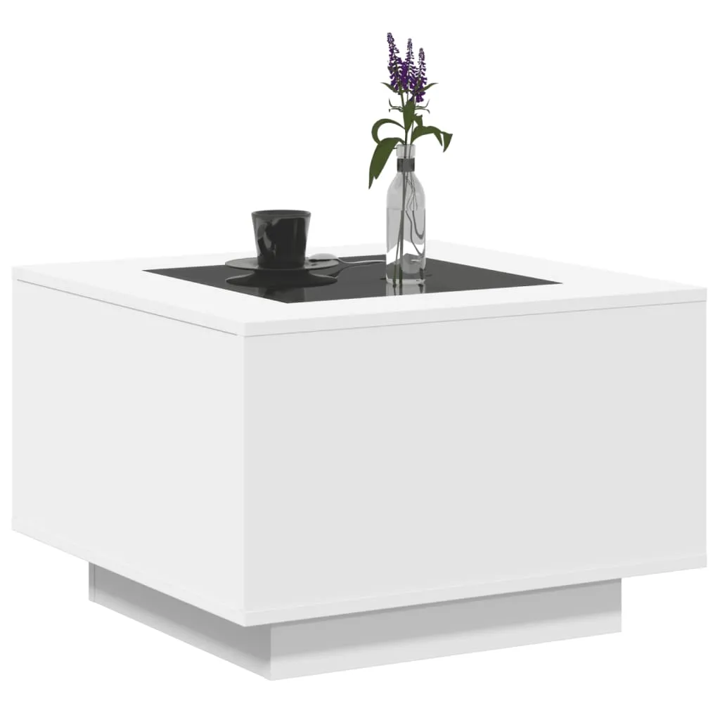 Coffee Table with LED White 60x60x40 cm Engineered Wood